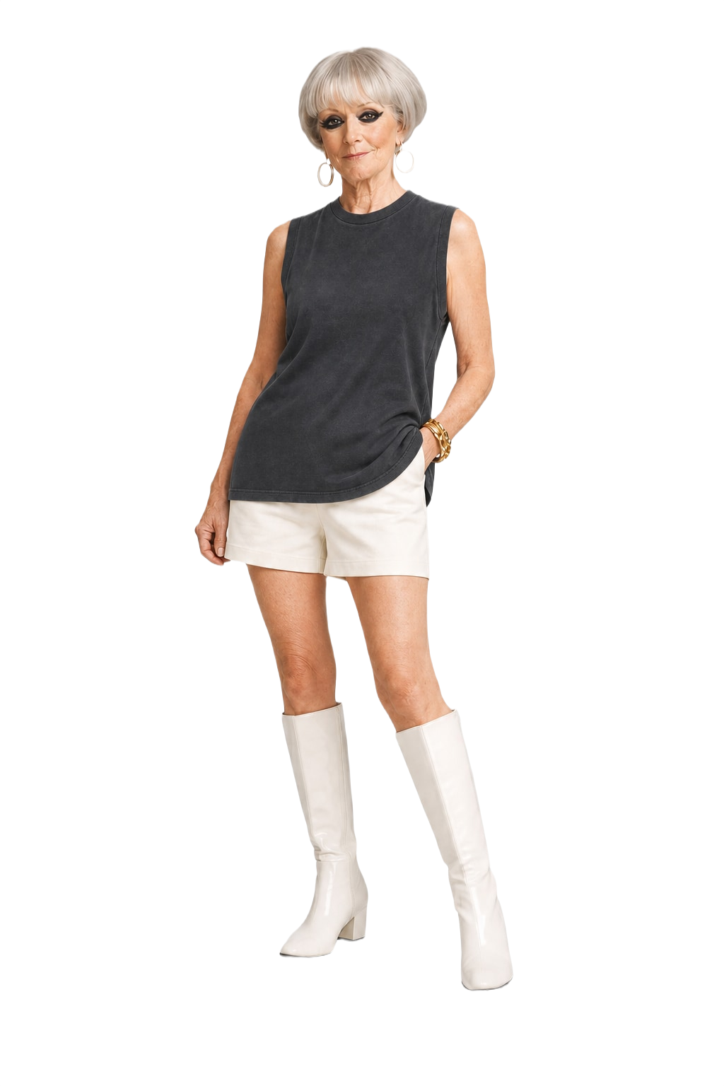 1960s Black Cotton Tank Top - Model