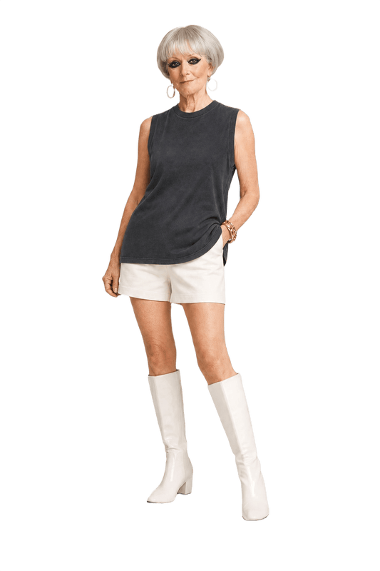 1960s Black Cotton Tank Top - Model