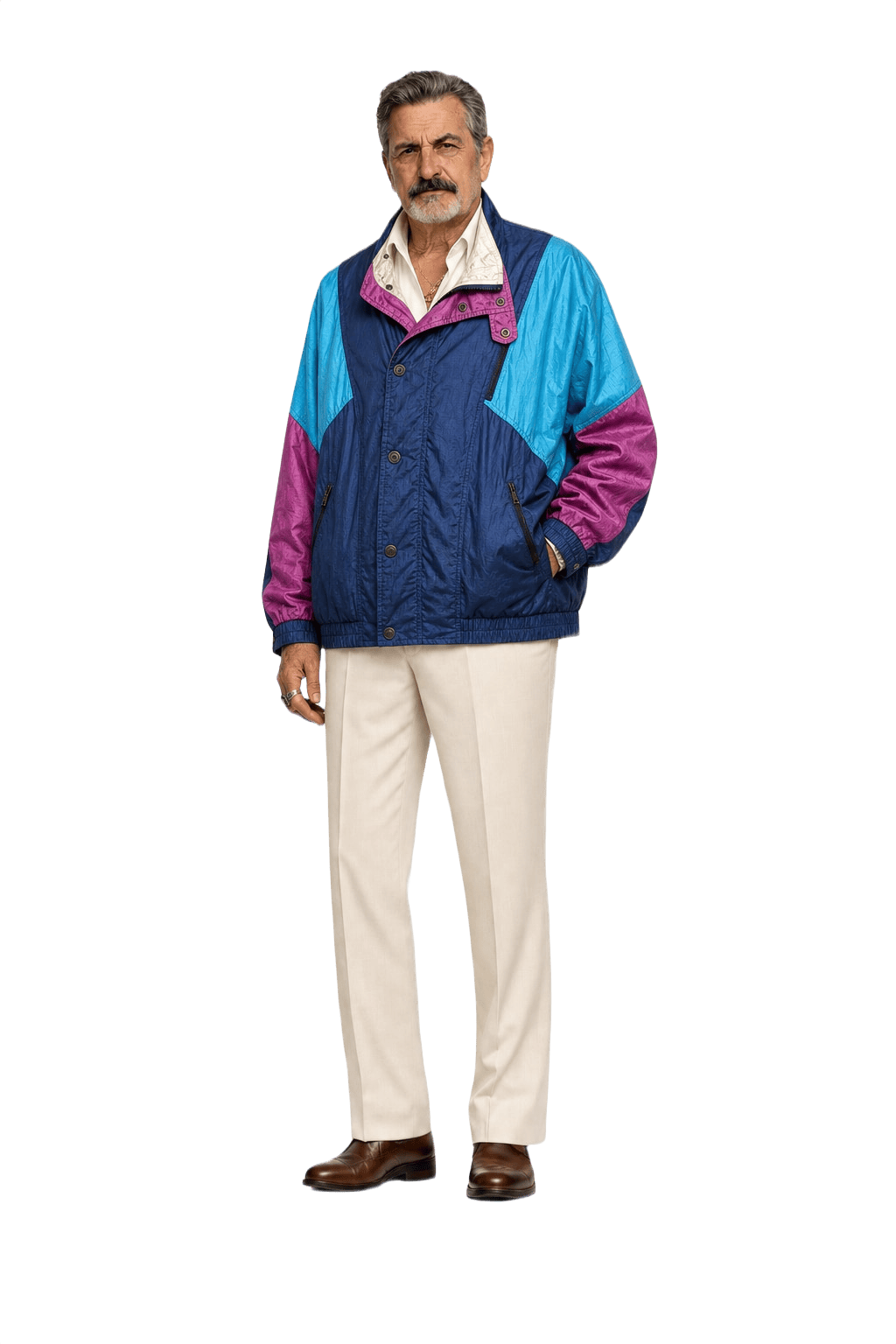 1980s Navy Blue Nylon Jacket - Model