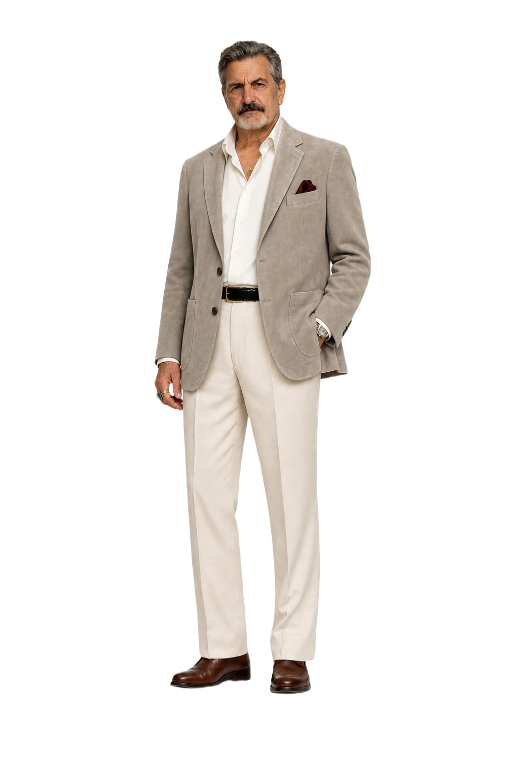 1980s Light Grey Wool Blend Blazer - Model