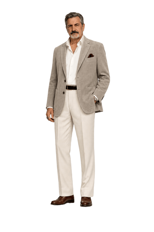 1980s Light Grey Wool Blend Blazer - Model