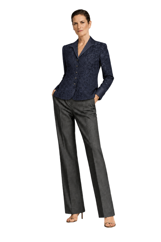 1990s Navy Blue Polyester Blend Blazer - Model