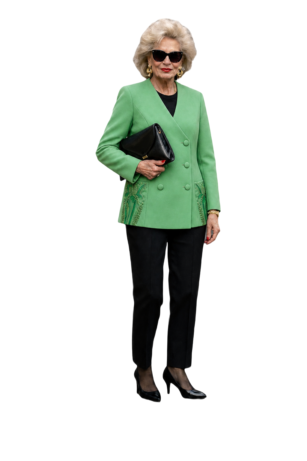 1980s Mint Green Polyester Blazer - Model