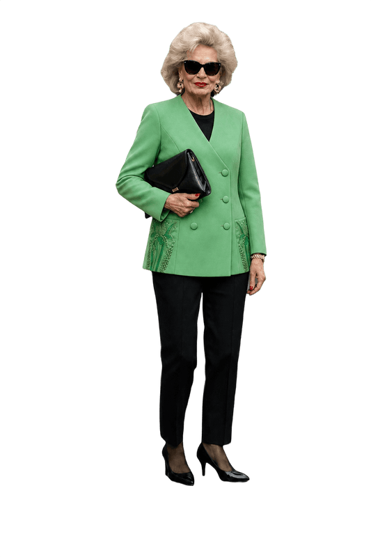 1980s Mint Green Polyester Blazer - Model