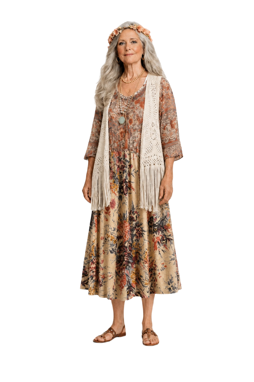 1970s Cream Cotton Skirt - Model