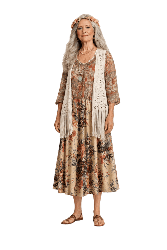 1970s Cream Cotton Skirt - Model