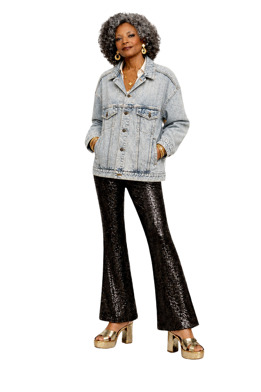1980s Light Blue Denim Jacket - Model