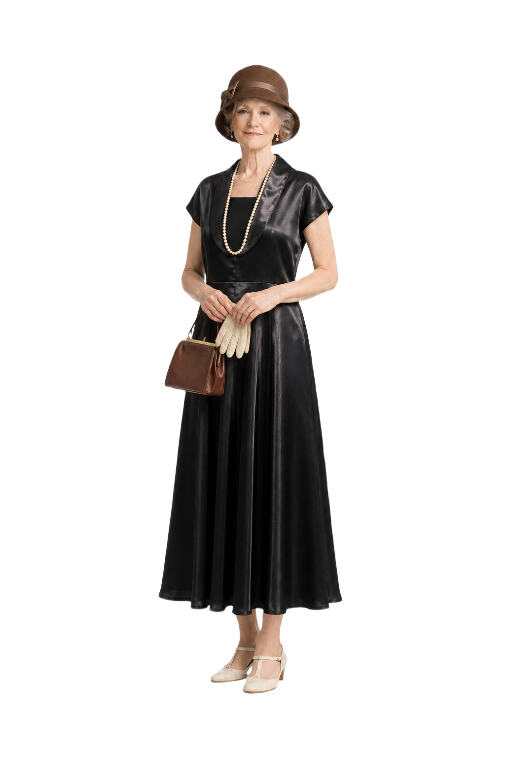 1930s Black Synthetic Blend Dress - Model