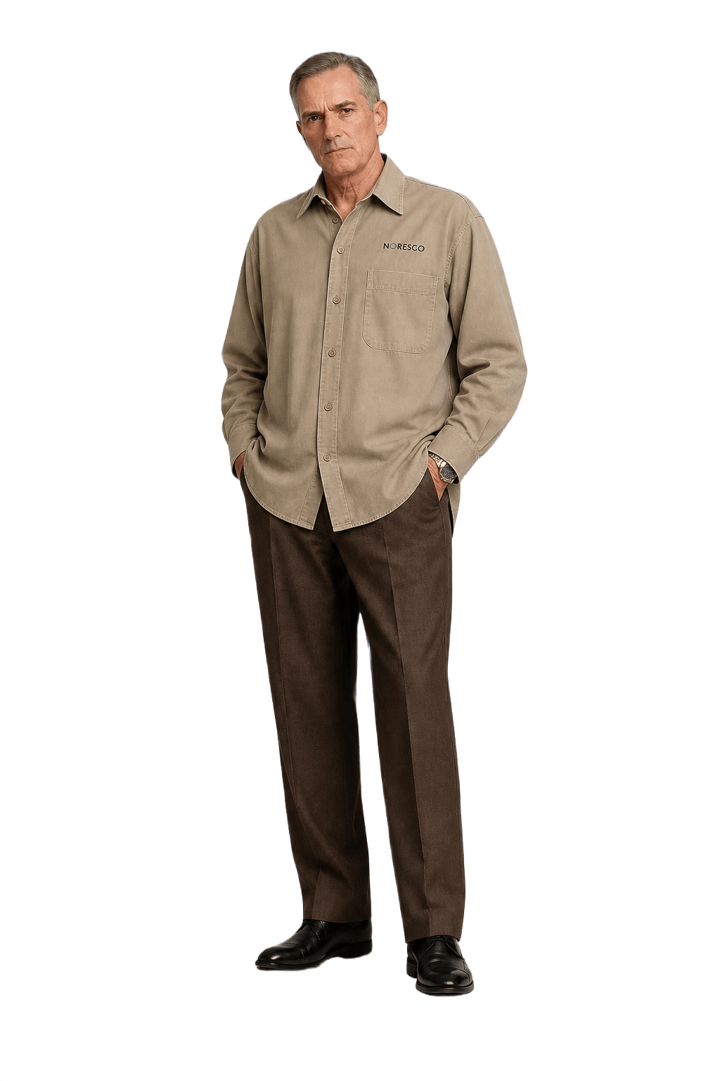 1990s Tan Cotton Shirt - Model