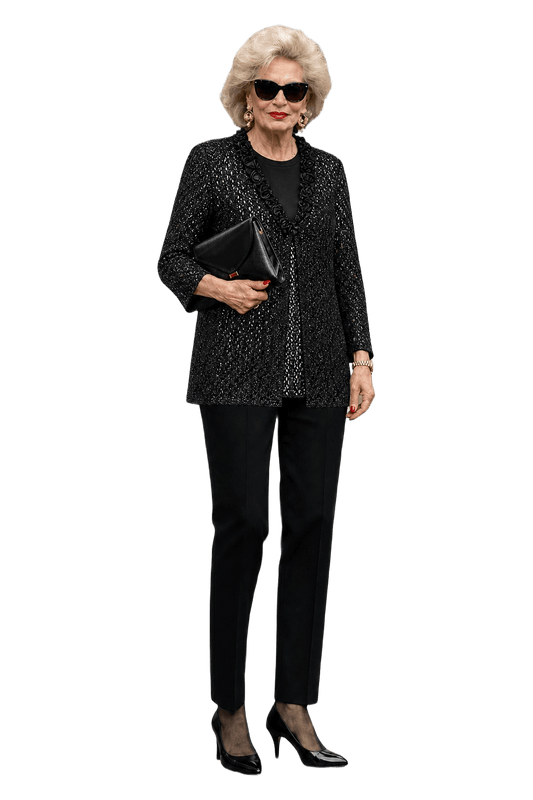 1980s Black Knit Cardigan - Model