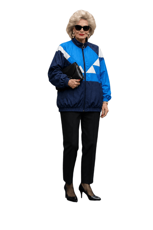 1990s Navy Blue Nylon Windbreaker - Model