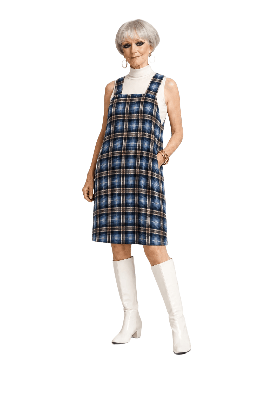 1960s Blue Cotton Blend Dress - Model