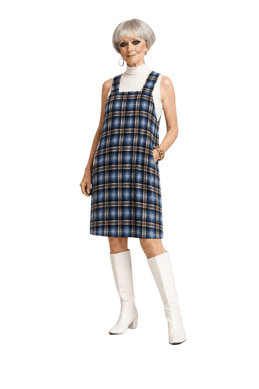 1960s Blue Cotton Blend Dress - Model