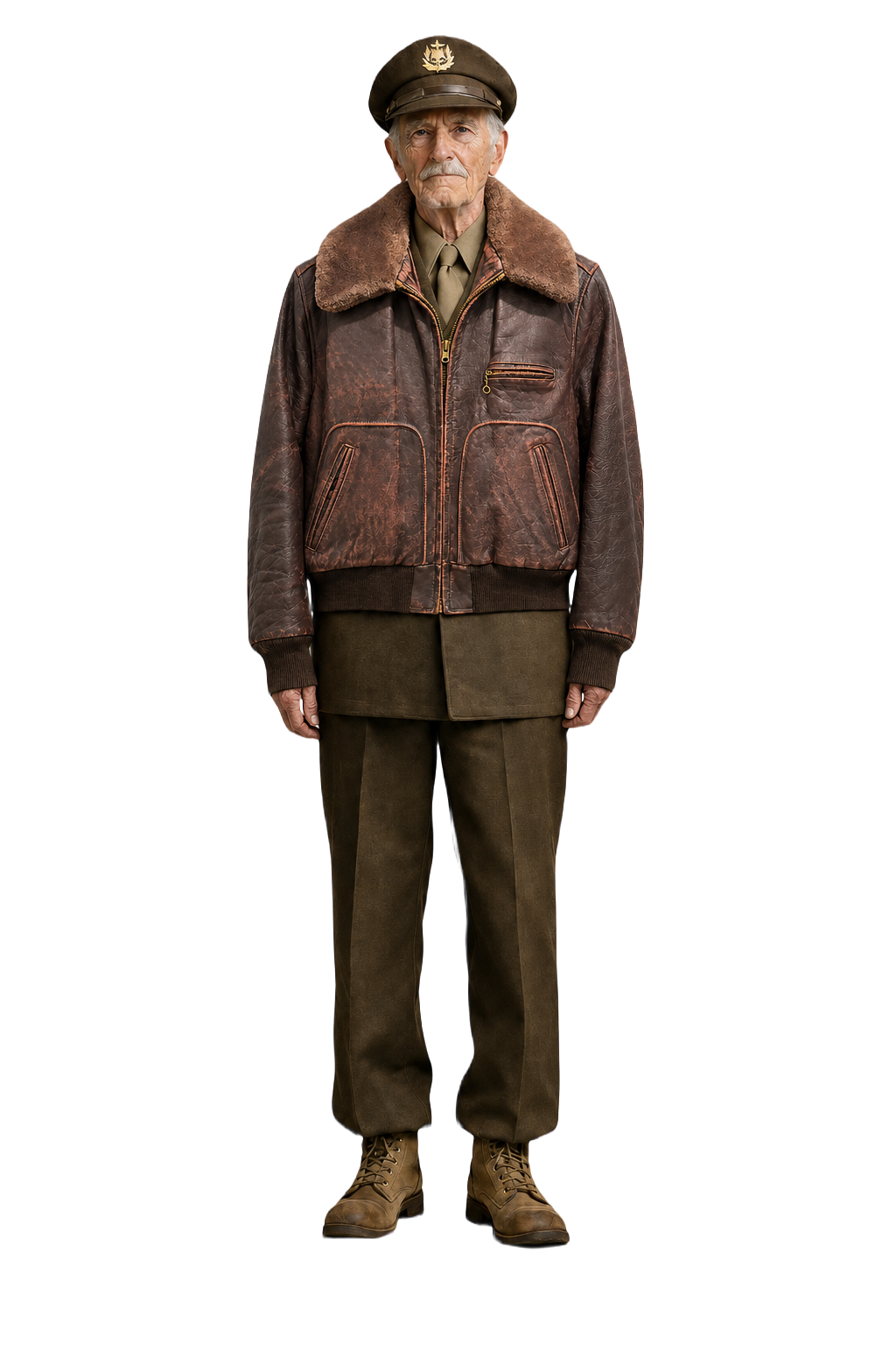 1940s Brown Leather Jacket - Model