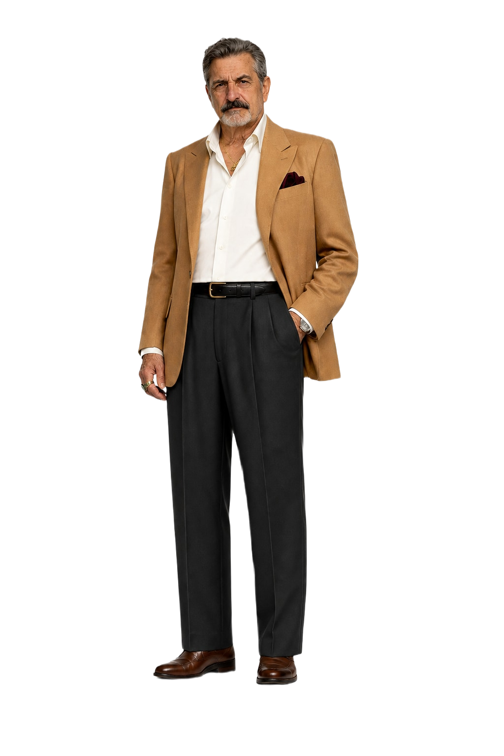 1980s Black Cotton Blend Trousers - Model