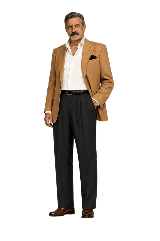 1980s Black Cotton Blend Trousers - Model