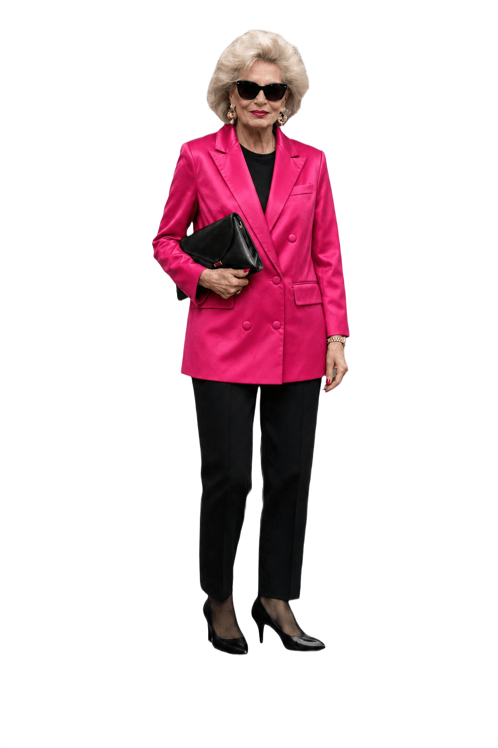 1980s Bright Pink Satin Blazer - Model