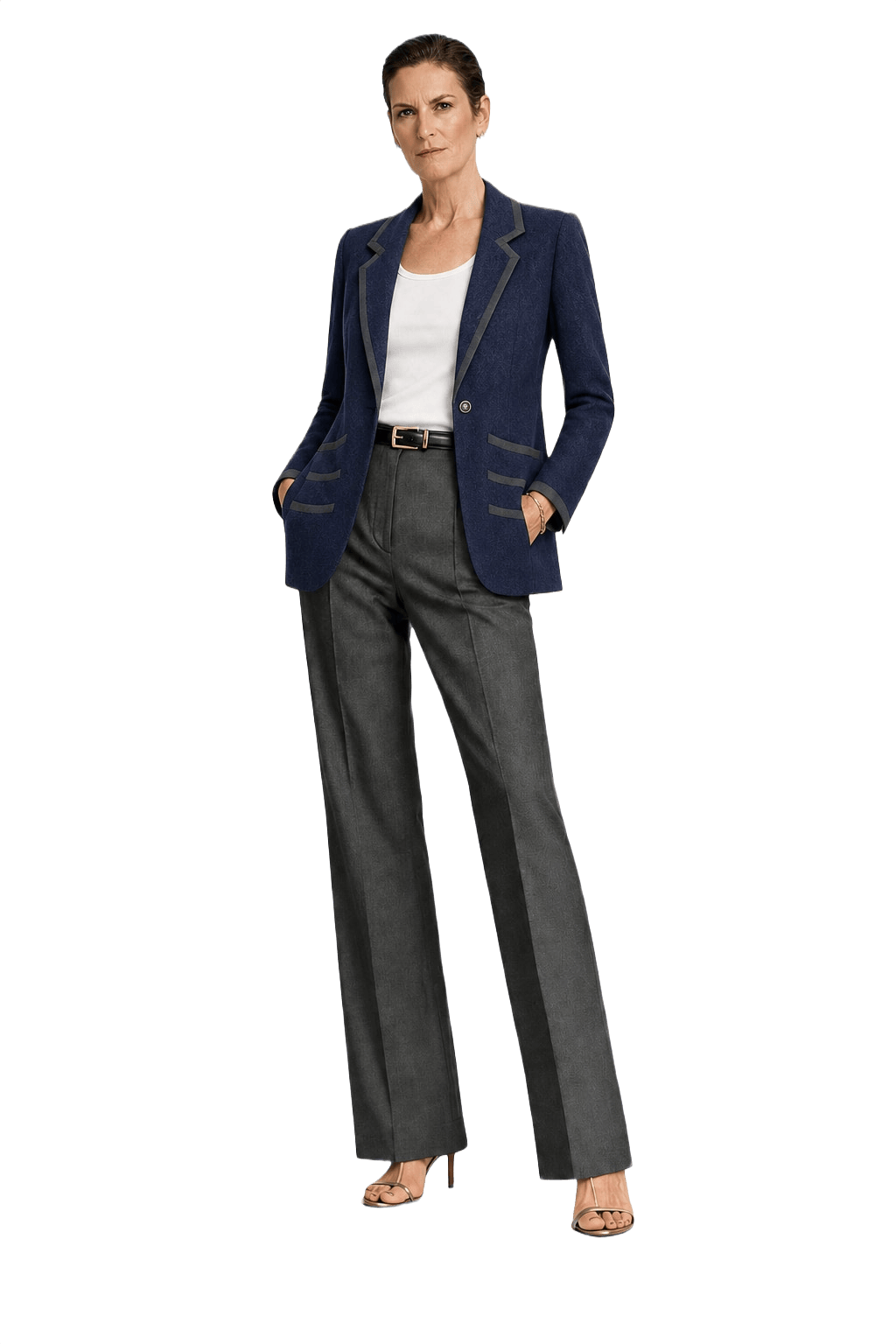 1990s Navy Blue Wool Blend Blazer - Model