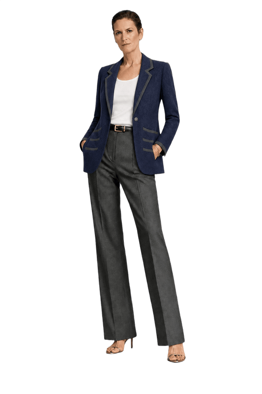 1990s Navy Blue Wool Blend Blazer - Model