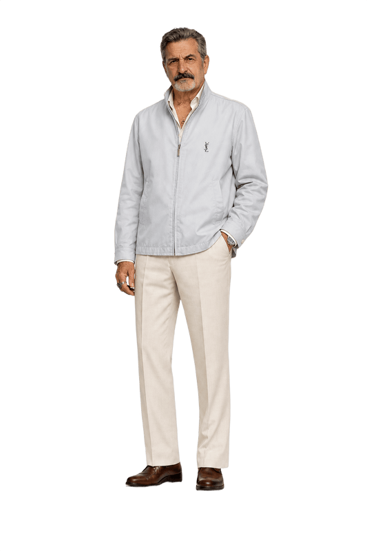 1980s Light Blue Cotton Blend Jacket - Model