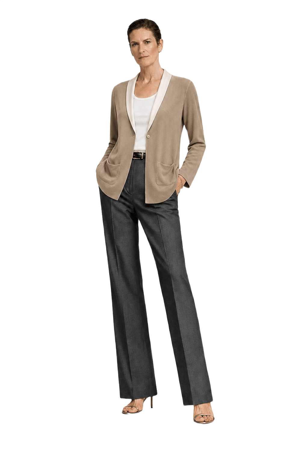 1990s Beige Cotton Blend Jacket - Model