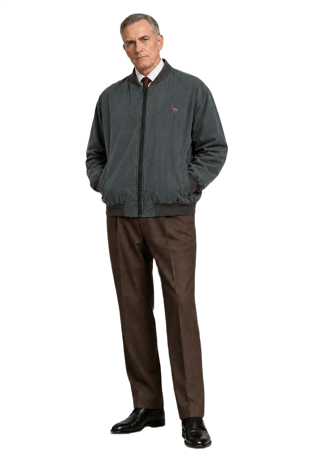 1990s Charcoal Grey Nylon Jacket - Model