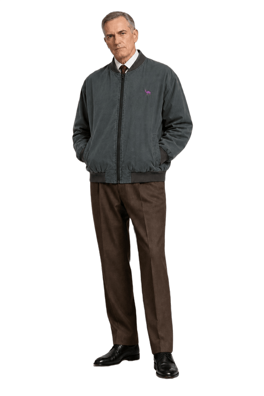 1990s Charcoal Grey Nylon Jacket - Model