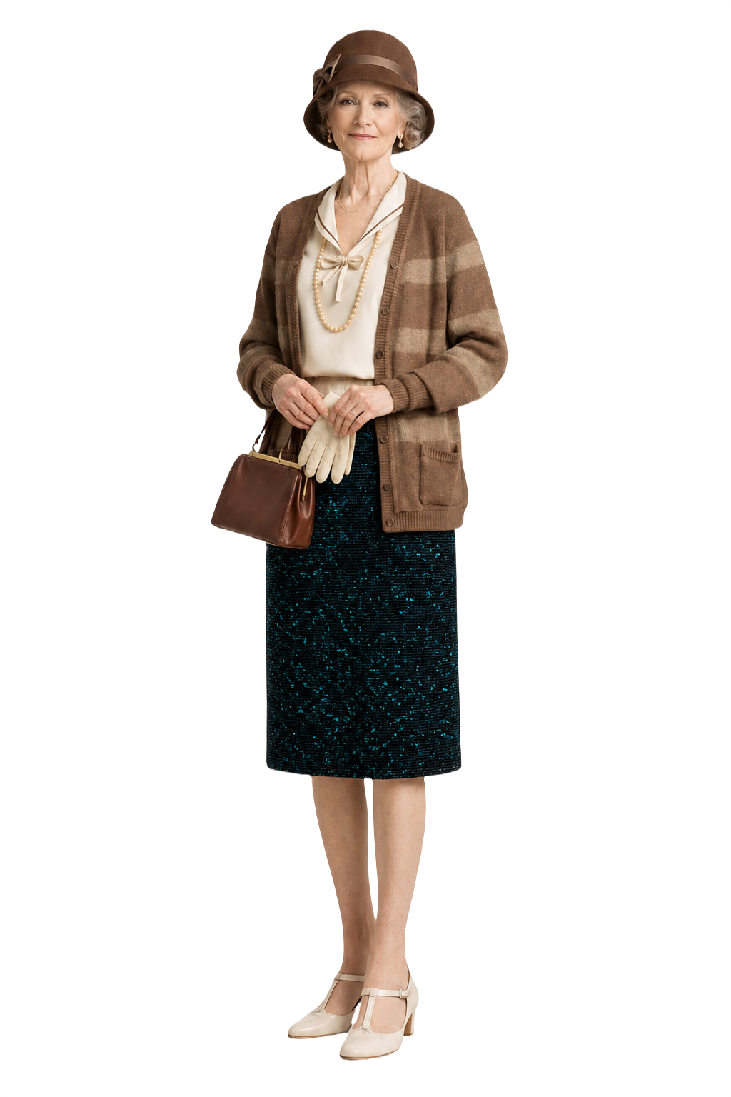 1940s Black Tweed Skirt - Model