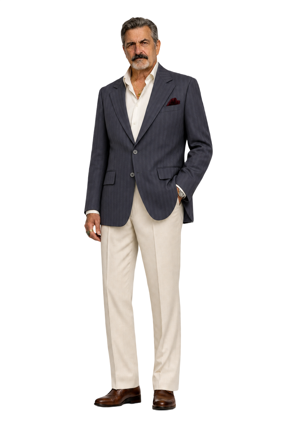 1980s Navy Blue Wool Blazer - Model