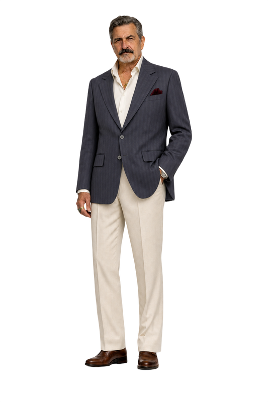 1980s Navy Blue Wool Blazer - Model