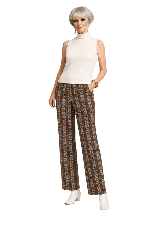 1960s Brown Cotton Blend Pants - Model