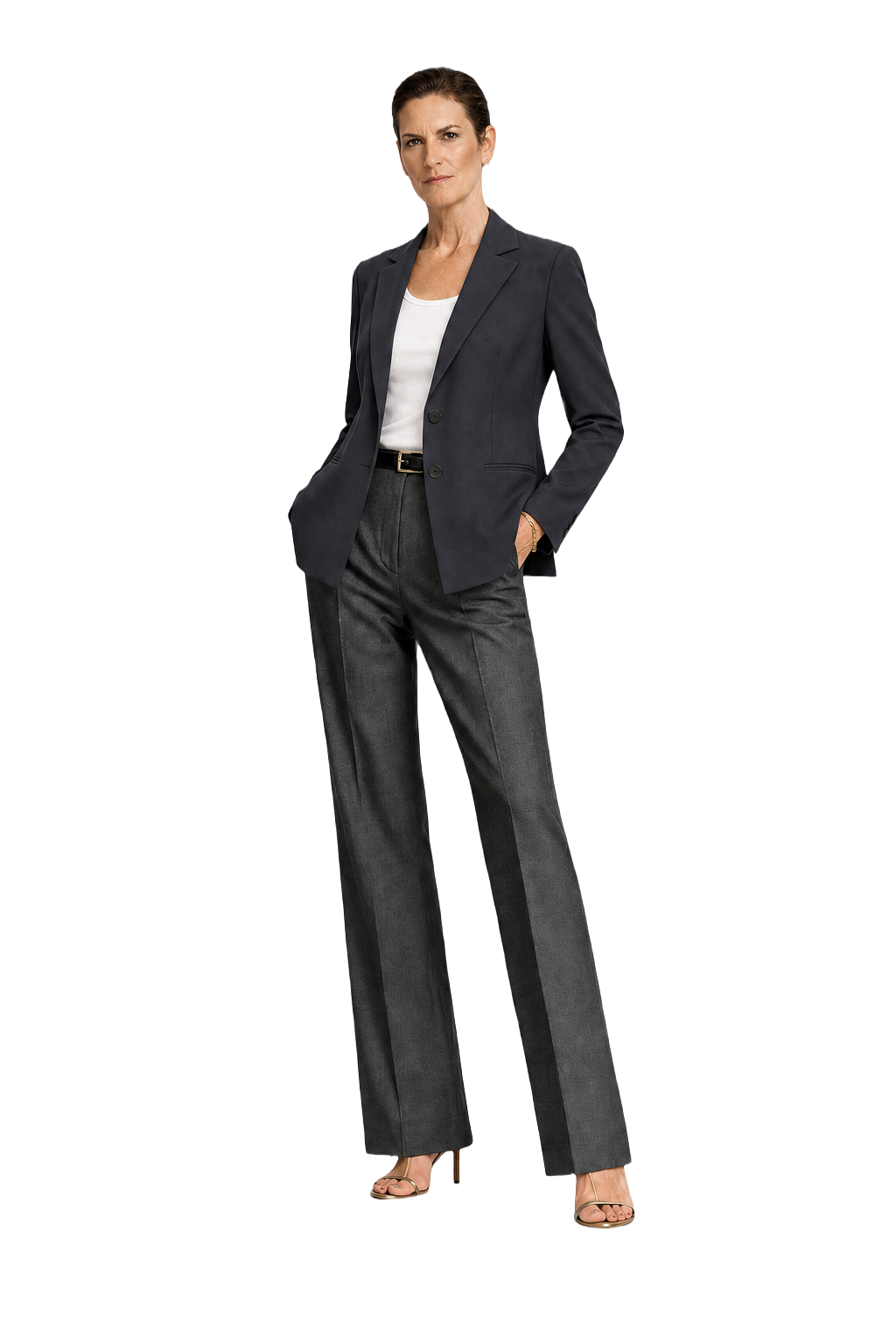 1990s Charcoal Grey Wool Blazer - Model
