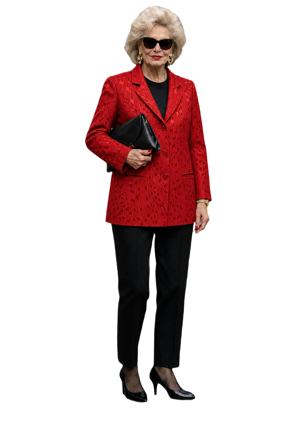 1980s Red Wool Silk Blazer - Model