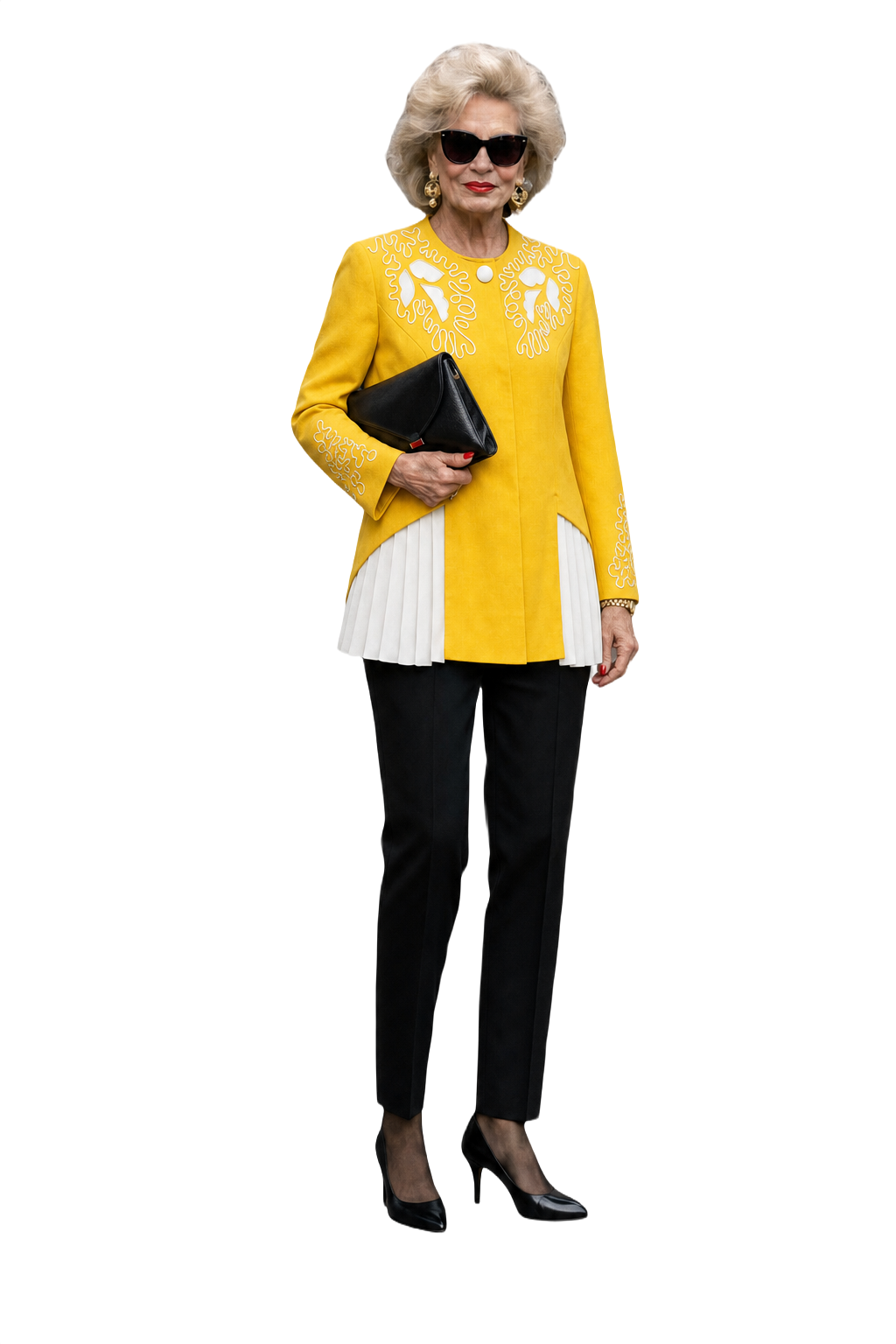 1980s Bright Yellow Wool Blend Jacket - Model