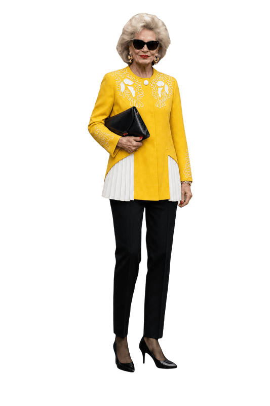 1980s Bright Yellow Wool Blend Jacket - Model