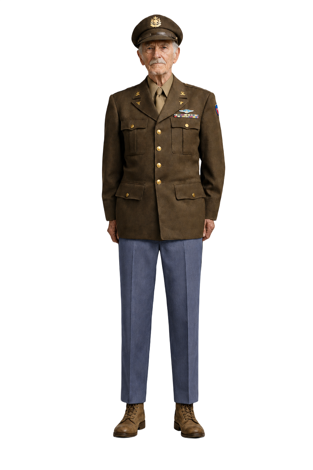 1940s Blue Wool Blend Trousers - Model