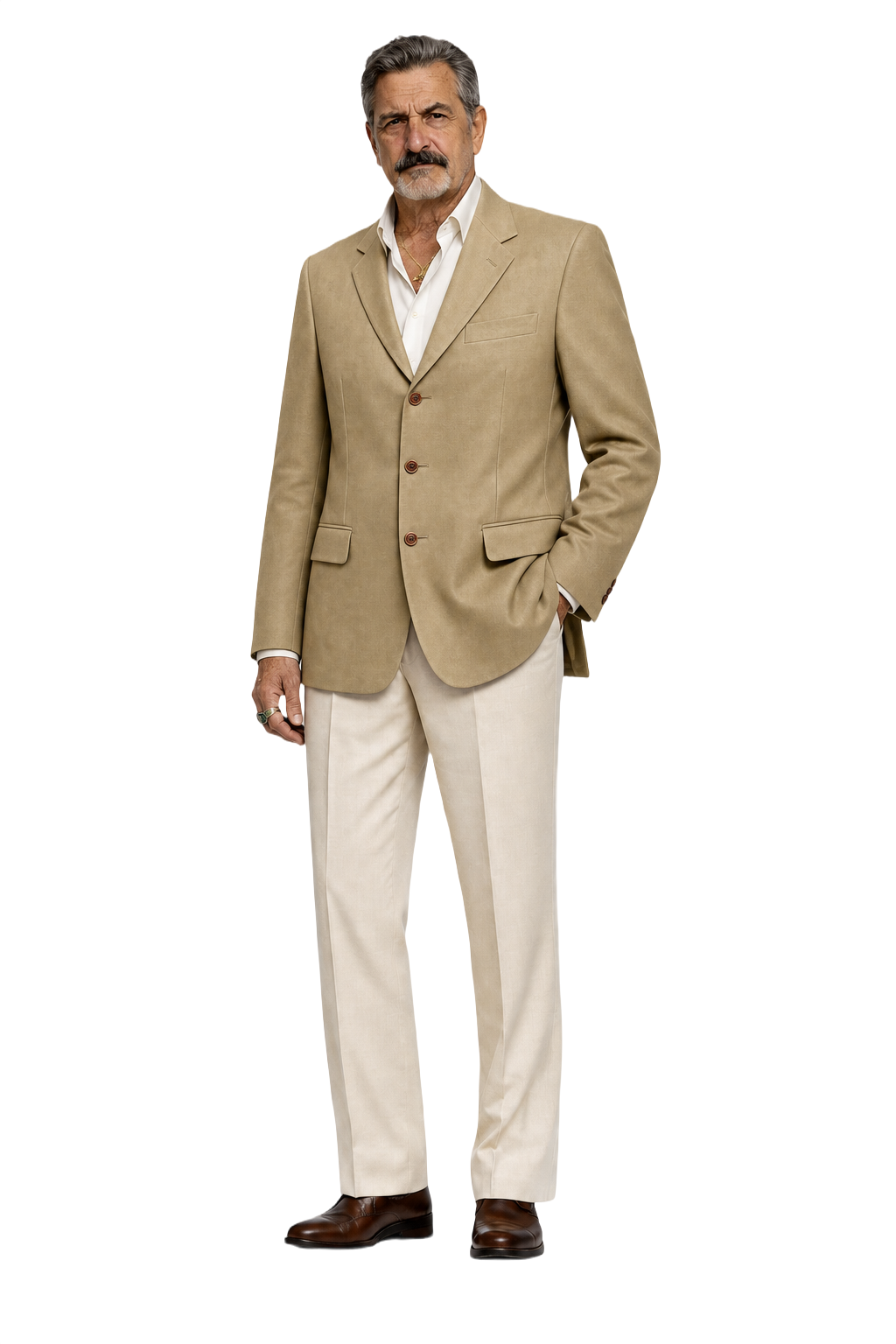 1980s Beige Wool Blend Blazer - Model
