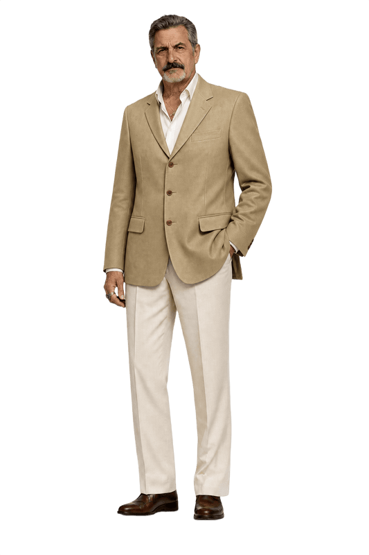 1980s Beige Wool Blend Blazer - Model