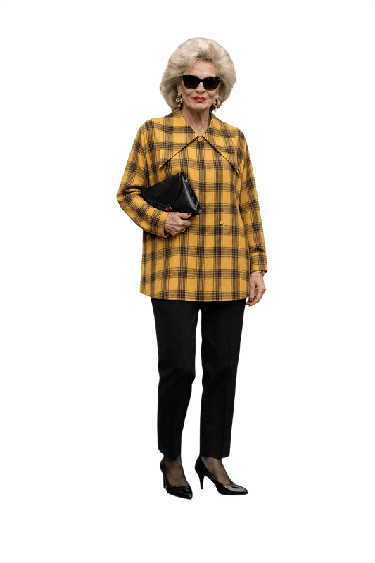 1980s Yellow Cotton Shirt - Model
