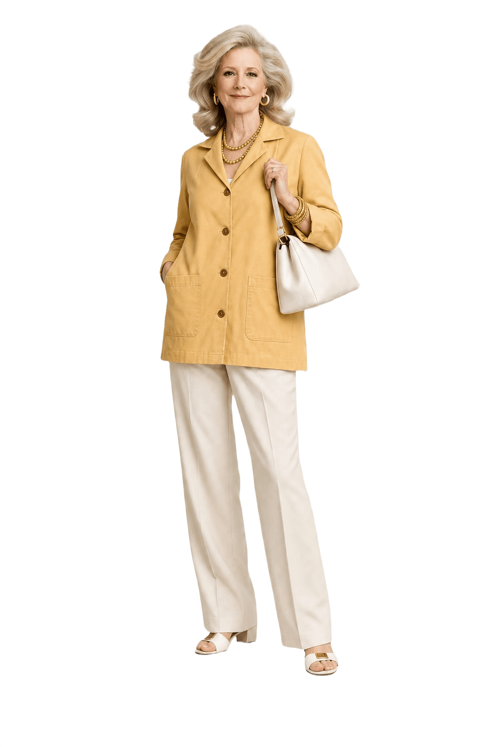 1970s Mustard Yellow Cotton Blend Jacket - Model