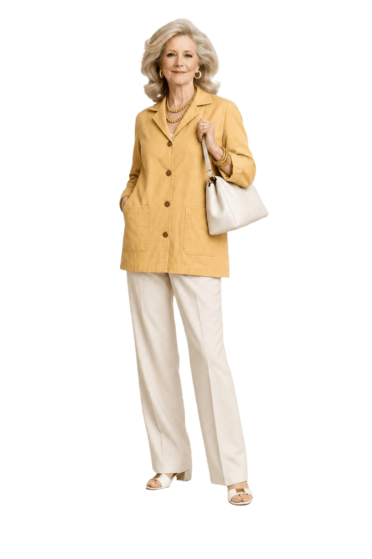 1970s Mustard Yellow Cotton Blend Jacket - Model