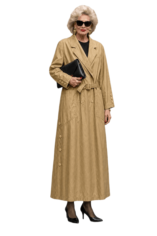 1980s Beige Cotton Trench Coat - Model