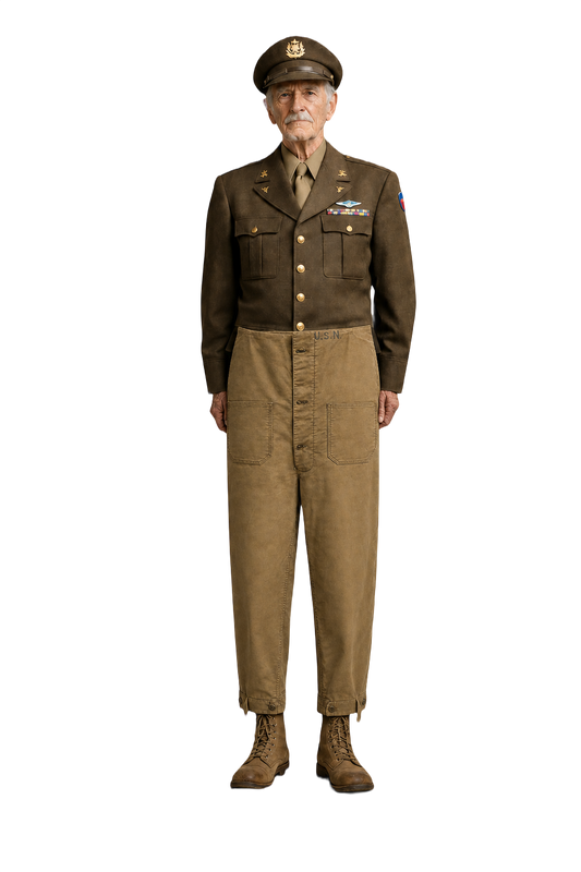 1940s Khaki Cotton Trousers - Model