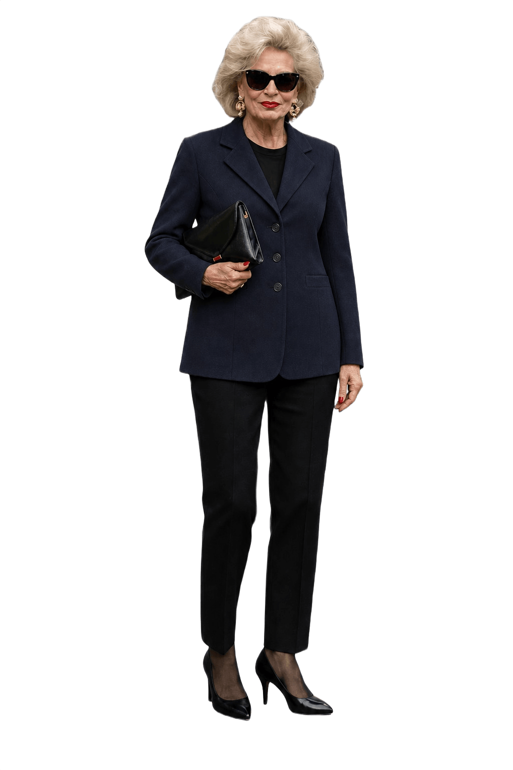 1980s Navy Blue Wool Blazer - Model