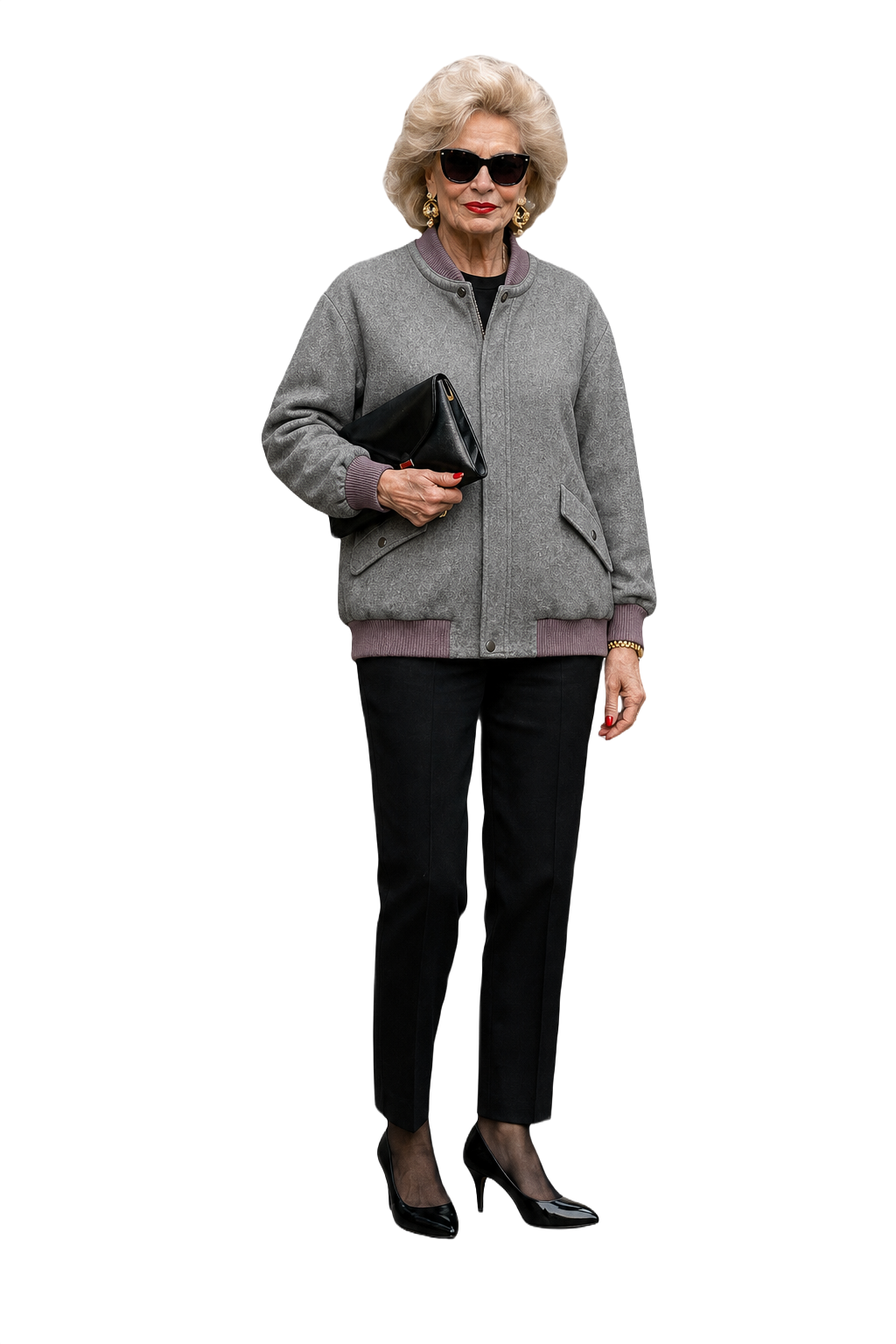 1980s Grey Wool Jacket - Model