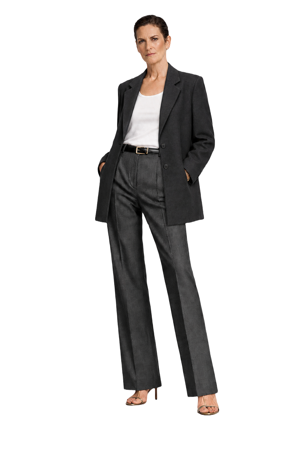 1990s Dark Grey Wool Blend Blazer - Model