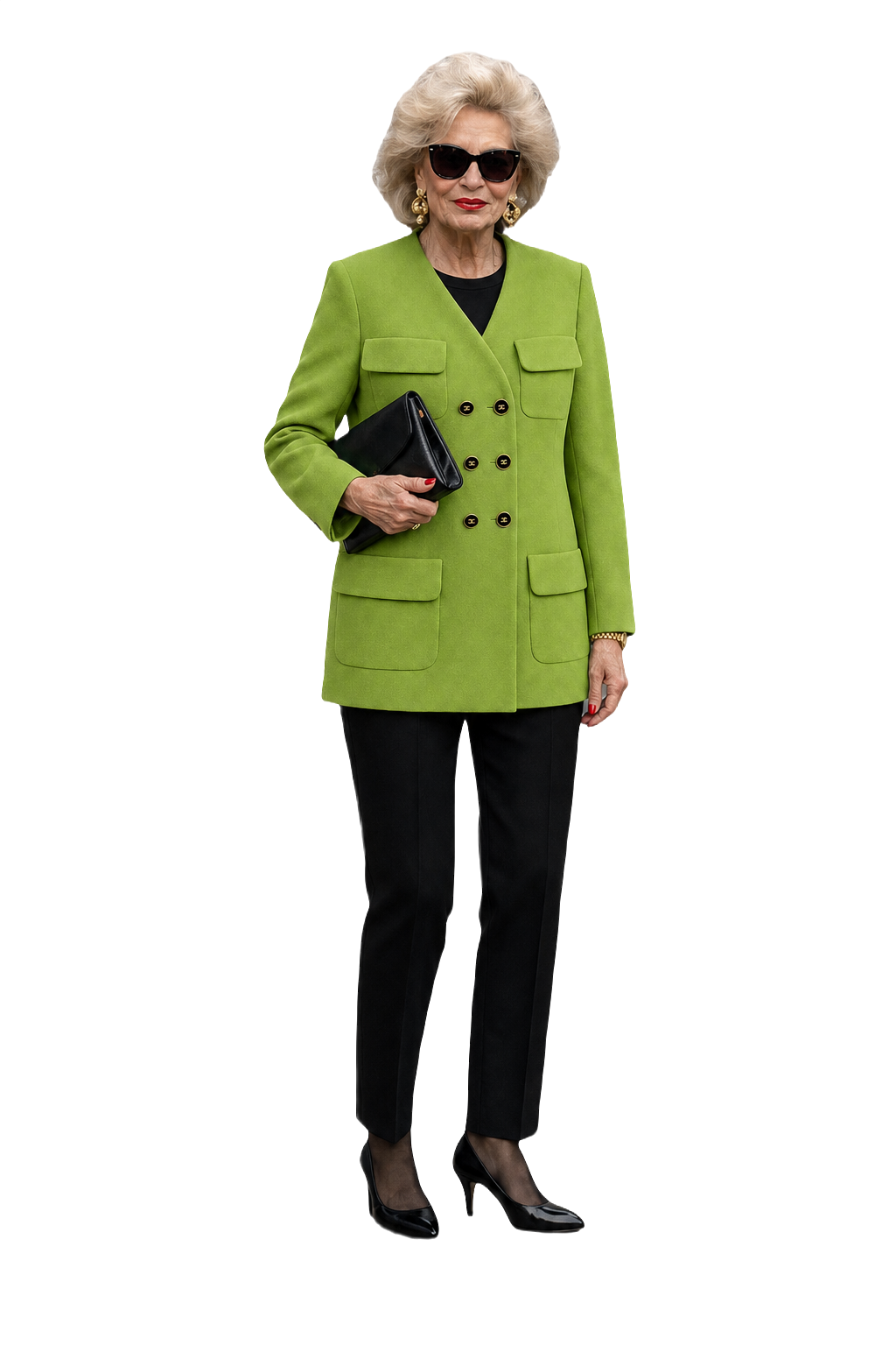 1990s Lime Green Wool Blend Blazer - Model