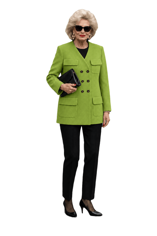 1990s Lime Green Wool Blend Blazer - Model