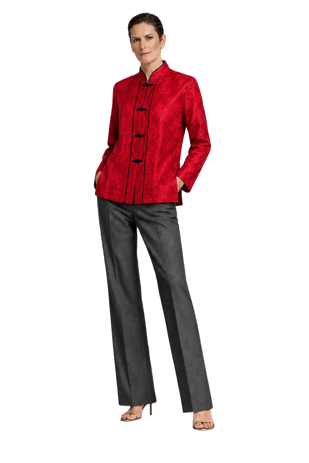 1990s Red Satin Shirt - Model