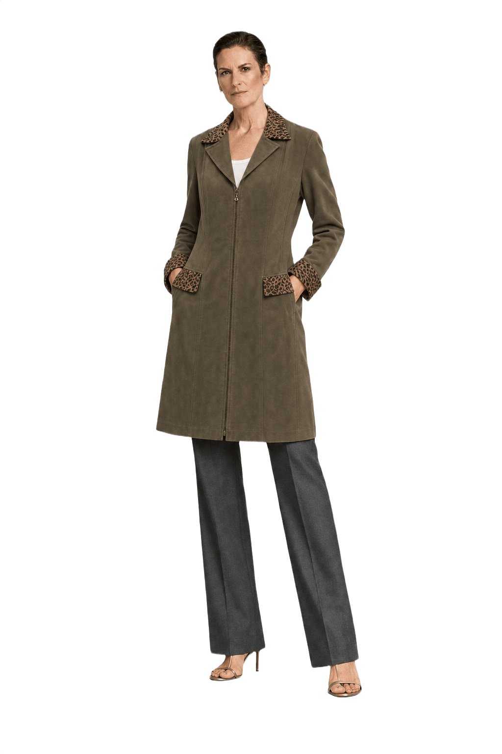 1990s Olive Green Wool Blend Coat - Model